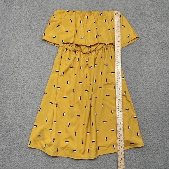 Everly Sleeveless Mini Dress Womens Small Yellow Penguin Print Flowy Tiered - Picture 4 of 15